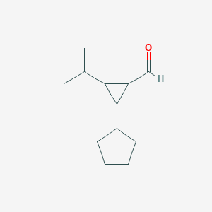 molecular formula C12H20O B15259475 2-Cyclopentyl-3-(propan-2-yl)cyclopropane-1-carbaldehyde 