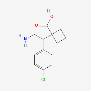 molecular formula C13H16ClNO2 B15259515 1-[2-Amino-1-(4-chlorophenyl)ethyl]cyclobutane-1-carboxylic acid 