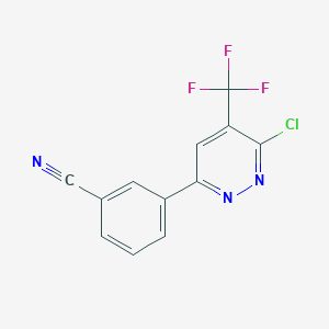 3-[6-Chloro-5-(trifluoromethyl)pyridazin-3-yl]benzonitrile