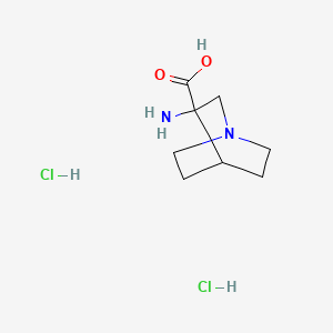 molecular formula C8H16Cl2N2O2 B1525956 3-Amino-1-azabicyclo[2.2.2]octane-3-carboxylic acid dihydrochloride CAS No. 1354960-23-8