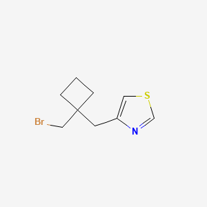 molecular formula C9H12BrNS B15259565 4-([1-(Bromomethyl)cyclobutyl]methyl)-1,3-thiazole 