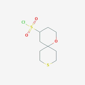 molecular formula C9H15ClO3S2 B15259568 1-Oxa-9-thiaspiro[5.5]undecane-4-sulfonyl chloride 