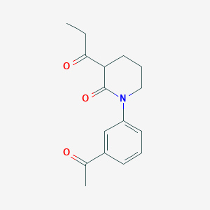 molecular formula C16H19NO3 B15259593 1-(3-Acetylphenyl)-3-propanoylpiperidin-2-one 