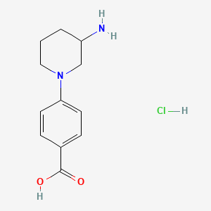 molecular formula C12H17ClN2O2 B15259615 4-(3-Aminopiperidin-1-yl)benzoic acid hydrochloride 