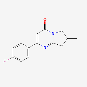 molecular formula C14H13FN2O B15259724 2-(4-Fluorophenyl)-7-methyl-4H,6H,7H,8H-pyrrolo[1,2-a]pyrimidin-4-one 