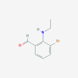 molecular formula C9H10BrNO B15259758 3-Bromo-2-(ethylamino)benzaldehyde 