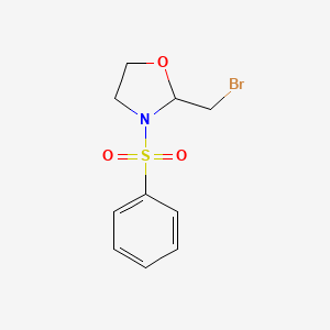 molecular formula C10H12BrNO3S B15259811 2-(Bromomethyl)-3-(phenylsulfonyl)oxazolidine 