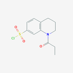 molecular formula C12H14ClNO3S B15259859 1-Propanoyl-1,2,3,4-tetrahydroquinoline-7-sulfonyl chloride 