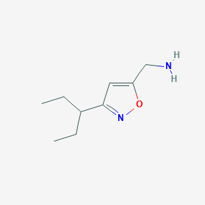 molecular formula C9H16N2O B1525986 [3-(戊-3-基)-1,2-噁唑-5-基]甲胺 CAS No. 1338967-86-4