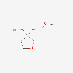 molecular formula C8H15BrO2 B15259884 3-(Bromomethyl)-3-(2-methoxyethyl)oxolane 