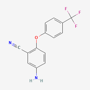 molecular formula C14H9F3N2O B1525990 5-Amino-2-[4-(trifluoromethyl)phenoxy]benzonitrile CAS No. 1291554-41-0