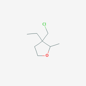 molecular formula C8H15ClO B15259903 3-(Chloromethyl)-3-ethyl-2-methyloxolane 