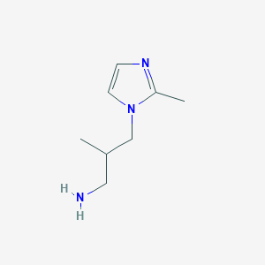 molecular formula C8H15N3 B15259948 2-methyl-3-(2-methyl-1H-imidazol-1-yl)propan-1-amine 