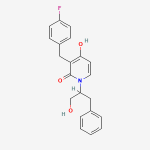 molecular formula C21H20FNO3 B1525995 1-(1-苄基-2-羟乙基)-3-(4-氟苄基)-4-羟基-2(1H)-吡啶酮 CAS No. 477856-04-5
