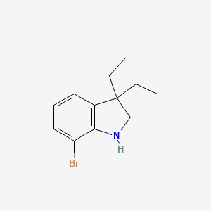 molecular formula C12H16BrN B15260213 7-Bromo-3,3-diethyl-2,3-dihydro-1H-indole 