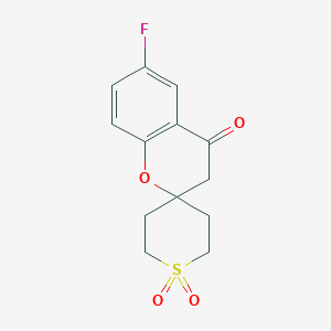 molecular formula C13H13FO4S B15260251 6-Fluoro-3,4-dihydrospiro[1-benzopyran-2,4'-[1lambda6]thiane]-1',1',4-trione 