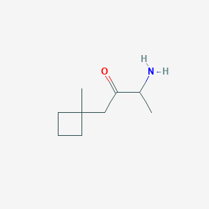 molecular formula C9H17NO B15260255 3-Amino-1-(1-methylcyclobutyl)butan-2-one 