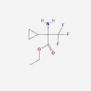 molecular formula C8H12F3NO2 B15260323 Ethyl 2-amino-2-cyclopropyl-3,3,3-trifluoropropanoate 