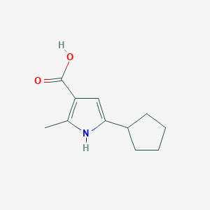 molecular formula C11H15NO2 B15260328 5-Cyclopentyl-2-methyl-1H-pyrrole-3-carboxylic acid 