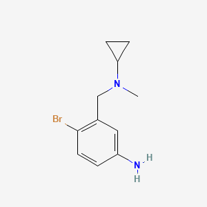 molecular formula C11H15BrN2 B15260336 4-Bromo-3-([cyclopropyl(methyl)amino]methyl)aniline 