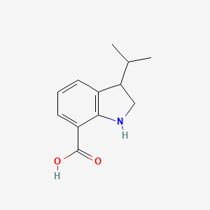 molecular formula C12H15NO2 B15260365 3-(Propan-2-yl)-2,3-dihydro-1H-indole-7-carboxylic acid 