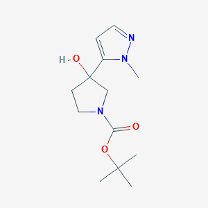 molecular formula C13H21N3O3 B15260412 Tert-butyl 3-hydroxy-3-(1-methyl-1H-pyrazol-5-YL)pyrrolidine-1-carboxylate CAS No. 1375065-72-7