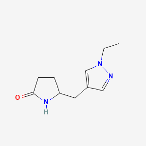 molecular formula C10H15N3O B15260474 5-[(1-ethyl-1H-pyrazol-4-yl)methyl]pyrrolidin-2-one 