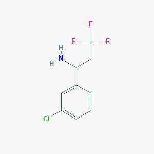 molecular formula C9H9ClF3N B15260497 1-(3-Chlorophenyl)-3,3,3-trifluoropropan-1-amine 