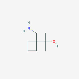 molecular formula C8H17NO B15260502 2-[1-(Aminomethyl)cyclobutyl]propan-2-ol 