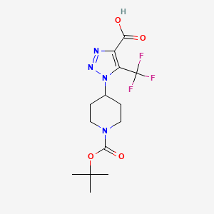 molecular formula C14H19F3N4O4 B15260509 1-{1-[(tert-butoxy)carbonyl]piperidin-4-yl}-5-(trifluoromethyl)-1H-1,2,3-triazole-4-carboxylic acid 