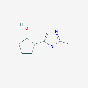 molecular formula C10H16N2O B15260525 2-(1,2-Dimethyl-1H-imidazol-5-yl)cyclopentan-1-ol 