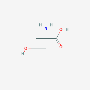 molecular formula C6H11NO3 B15260538 1-Amino-3-hydroxy-3-methylcyclobutane-1-carboxylic acid 