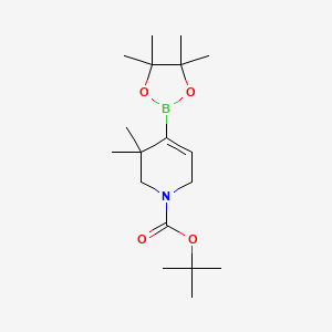 molecular formula C18H32BNO4 B1526062 Tert-butyl 3,3-dimethyl-4-(tetramethyl-1,3,2-dioxaborolan-2-yl)-1,2,3,6-tetrahydropyridine-1-carboxylate CAS No. 1228962-22-8