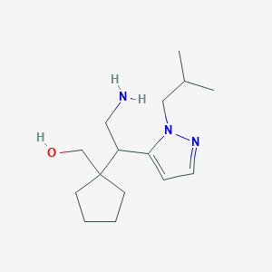 molecular formula C15H27N3O B15260663 (1-{2-amino-1-[1-(2-methylpropyl)-1H-pyrazol-5-yl]ethyl}cyclopentyl)methanol 