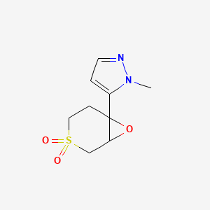 molecular formula C9H12N2O3S B15260671 6-(1-Methyl-1H-pyrazol-5-yl)-7-oxa-3lambda6-thiabicyclo[4.1.0]heptane-3,3-dione 