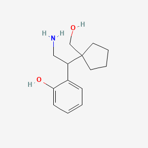 molecular formula C14H21NO2 B15260683 2-{2-Amino-1-[1-(hydroxymethyl)cyclopentyl]ethyl}phenol 