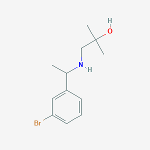 molecular formula C12H18BrNO B15260784 1-{[1-(3-Bromophenyl)ethyl]amino}-2-methylpropan-2-ol 