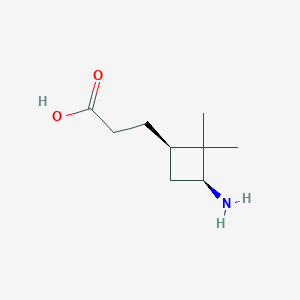 molecular formula C9H17NO2 B15260838 3-[(1R,3S)-3-amino-2,2-dimethylcyclobutyl]propanoic acid 