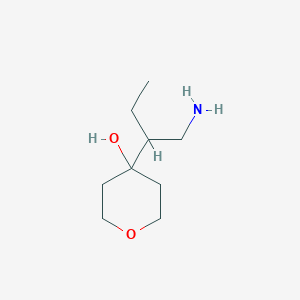 molecular formula C9H19NO2 B15260892 4-(1-Aminobutan-2-yl)oxan-4-ol 