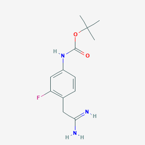 molecular formula C13H18FN3O2 B15260927 tert-Butyl N-[4-(carbamimidoylmethyl)-3-fluorophenyl]carbamate 