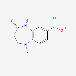 molecular formula C11H12N2O3 B1526106 1-methyl-4-oxo-2,3,4,5-tetrahydro-1H-1,5-benzodiazepine-7-carboxylic acid CAS No. 1247704-37-5