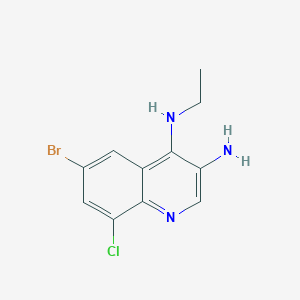 molecular formula C11H11BrClN3 B15261096 6-Bromo-8-chloro-N4-ethylquinoline-3,4-diamine 