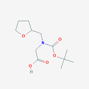 molecular formula C12H21NO5 B1526115 2-{[(Tert-butoxy)carbonyl](oxolan-2-ylmethyl)amino}acetic acid CAS No. 1354950-76-7