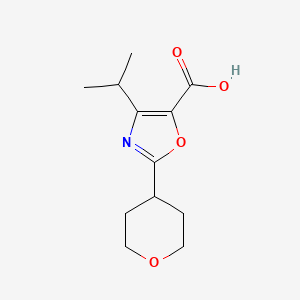 molecular formula C12H17NO4 B15261202 2-(Oxan-4-YL)-4-(propan-2-YL)-1,3-oxazole-5-carboxylic acid 