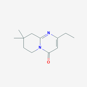 molecular formula C12H18N2O B15261253 2-Ethyl-8,8-dimethyl-4H,6H,7H,8H,9H-pyrido[1,2-a]pyrimidin-4-one 