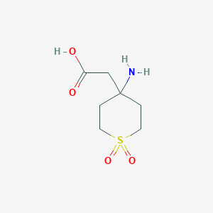 molecular formula C7H13NO4S B15261263 2-(4-Amino-1,1-dioxidotetrahydro-2h-thiopyran-4-yl)acetic acid 