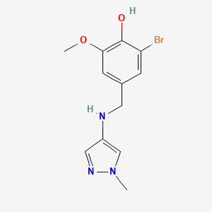 molecular formula C12H14BrN3O2 B15261291 2-Bromo-6-methoxy-4-{[(1-methyl-1H-pyrazol-4-yl)amino]methyl}phenol 