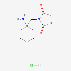 molecular formula C10H17ClN2O3 B15261302 3-((1-Aminocyclohexyl)methyl)oxazolidine-2,4-dione hydrochloride 