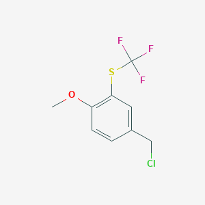 molecular formula C9H8ClF3OS B1526132 4-(Chloromethyl)-1-methoxy-2-[(trifluoromethyl)sulfanyl]benzene CAS No. 1354950-66-5