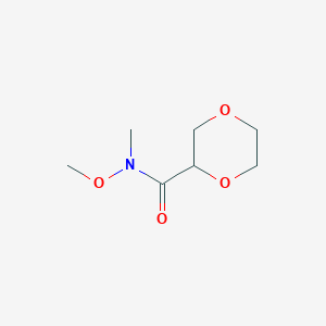 molecular formula C7H13NO4 B1526170 N-甲氧基-N-甲基-1,4-二氧杂环-2-甲酰胺 CAS No. 1214900-98-7